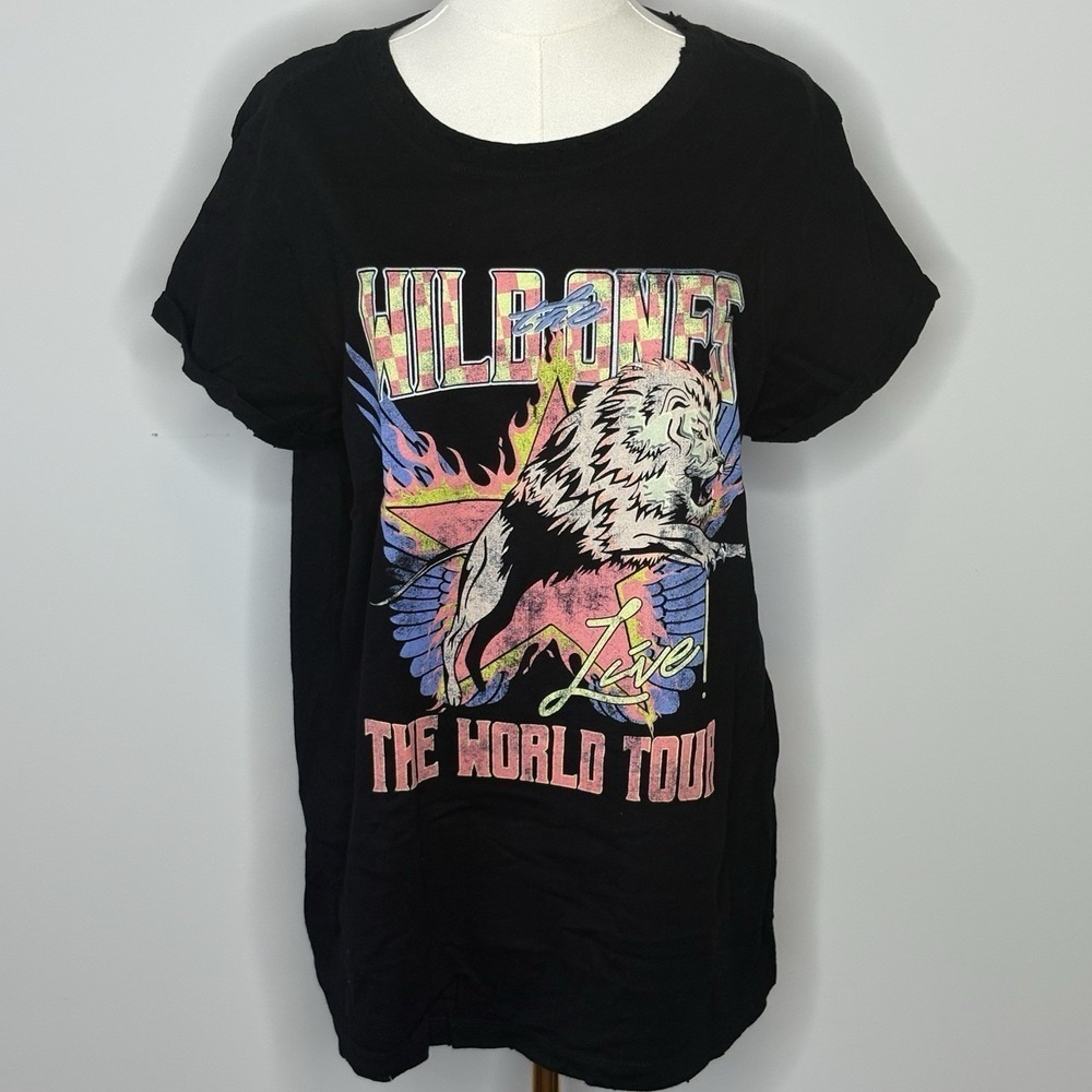 Odd People Collection Wild Ones Graphic Tee Large Black Distressed Band Shirt